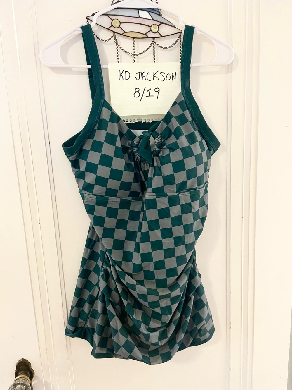 Women’s Green Checkerboard Swimsuit